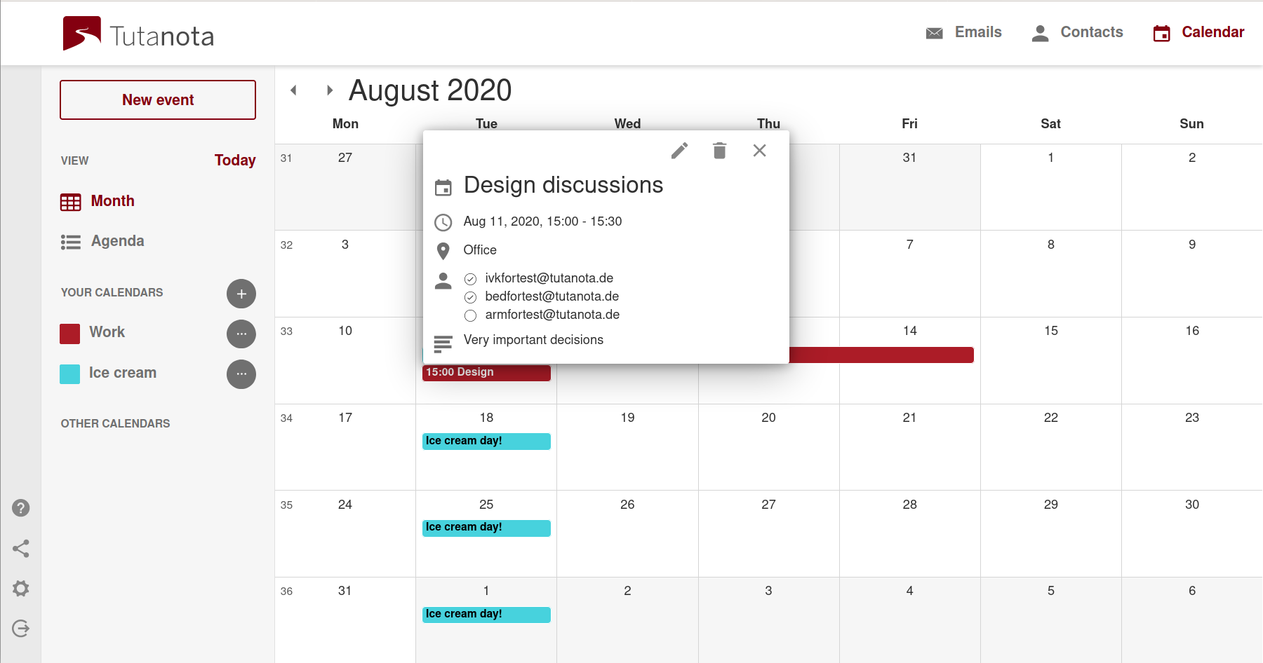 Final design of the Tutanota calendar invites feature.