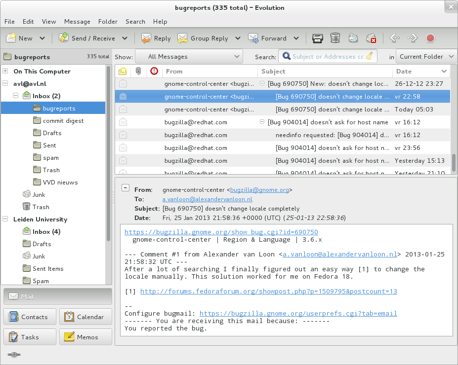 Evolution open source email client.